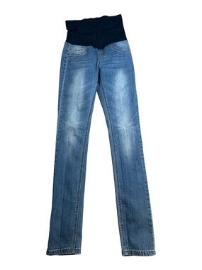 Women’s Straight-Leg Maternity Jeans with Stretch Panel in Blue
